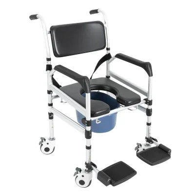Chaise de douche roulante pliante, hauteur réglable – image 3