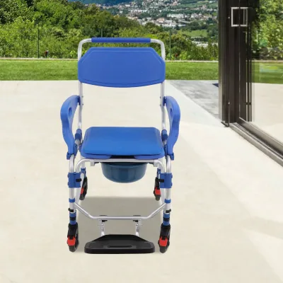 Chaise de toilette à roulettes avec freins
