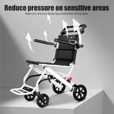 Fauteuil roulant pliable léger en acier carbone
