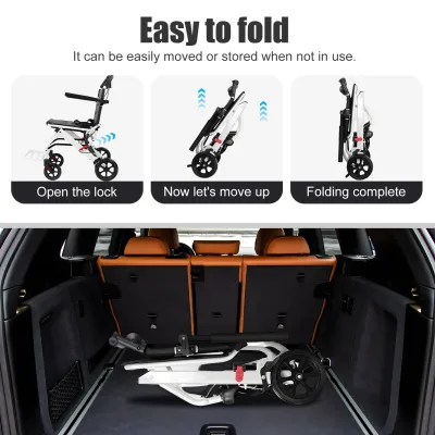 Fauteuil roulant pliable léger en acier carbone – image 2