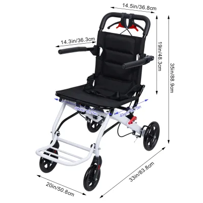 Fauteuil roulant pliable léger en acier carbone – image 3