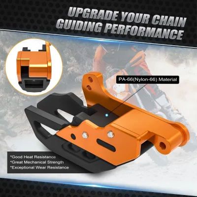 Guide-chaîne moto PA-66 noir et orange – image 2