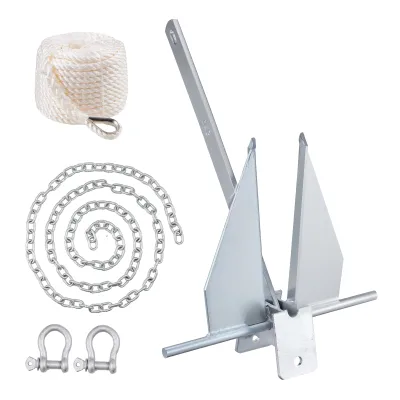 Kit d'ancre fluke en acier galvanisé, chaîne et corde