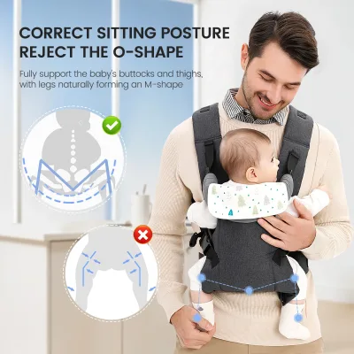 Porte-bébé ergonomique réglable, portage ventral – image 3