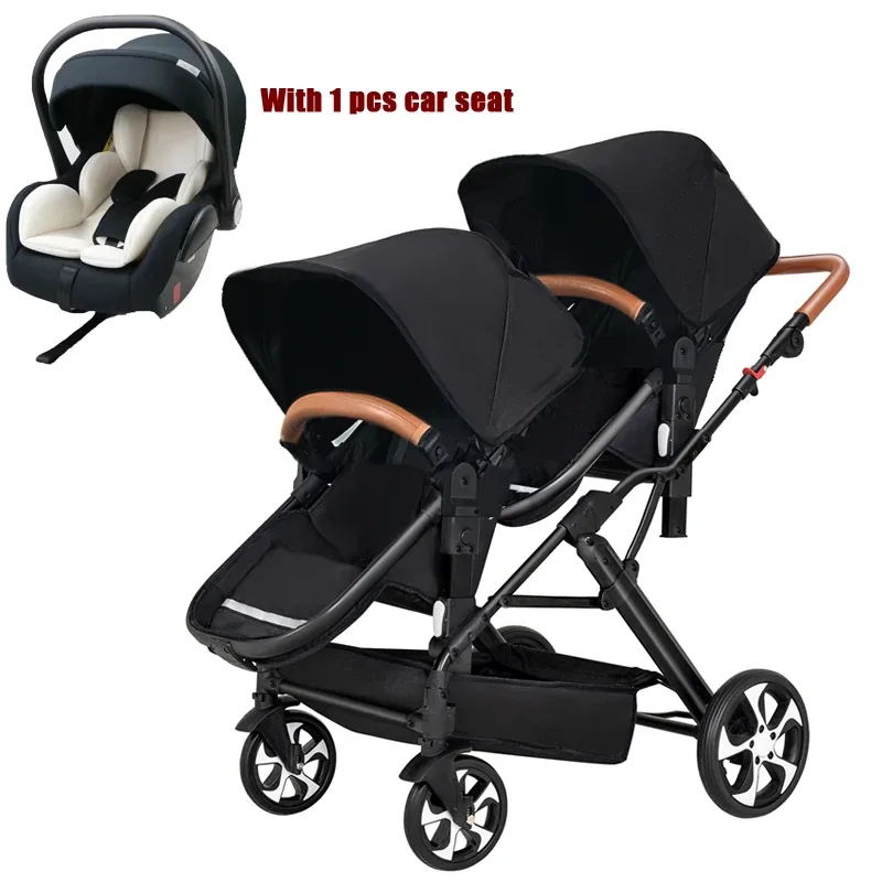 Poussette double pliable à vue élevée