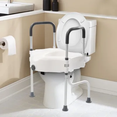 Rehausseur de toilette blanc avec accoudoirs – image 2