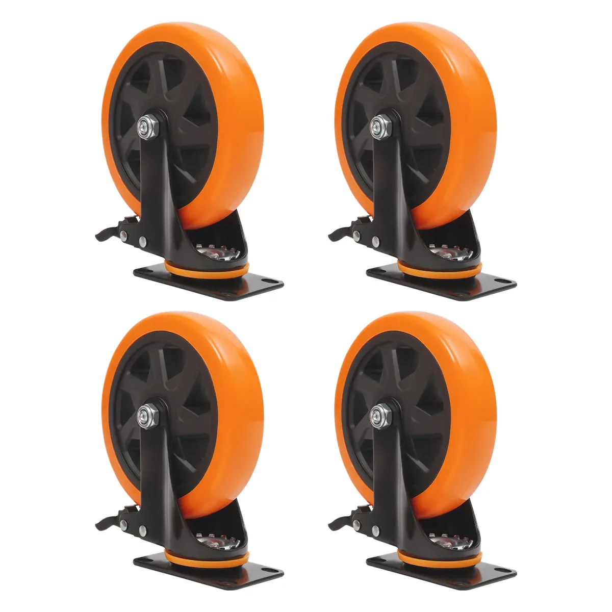 Roulettes pivotantes à frein en PU, lot de 4