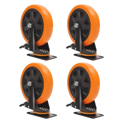 Roulettes pivotantes à frein en PU, lot de 4