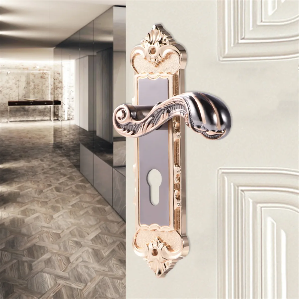 Serrure de porte rétro en alliage d'aluminium