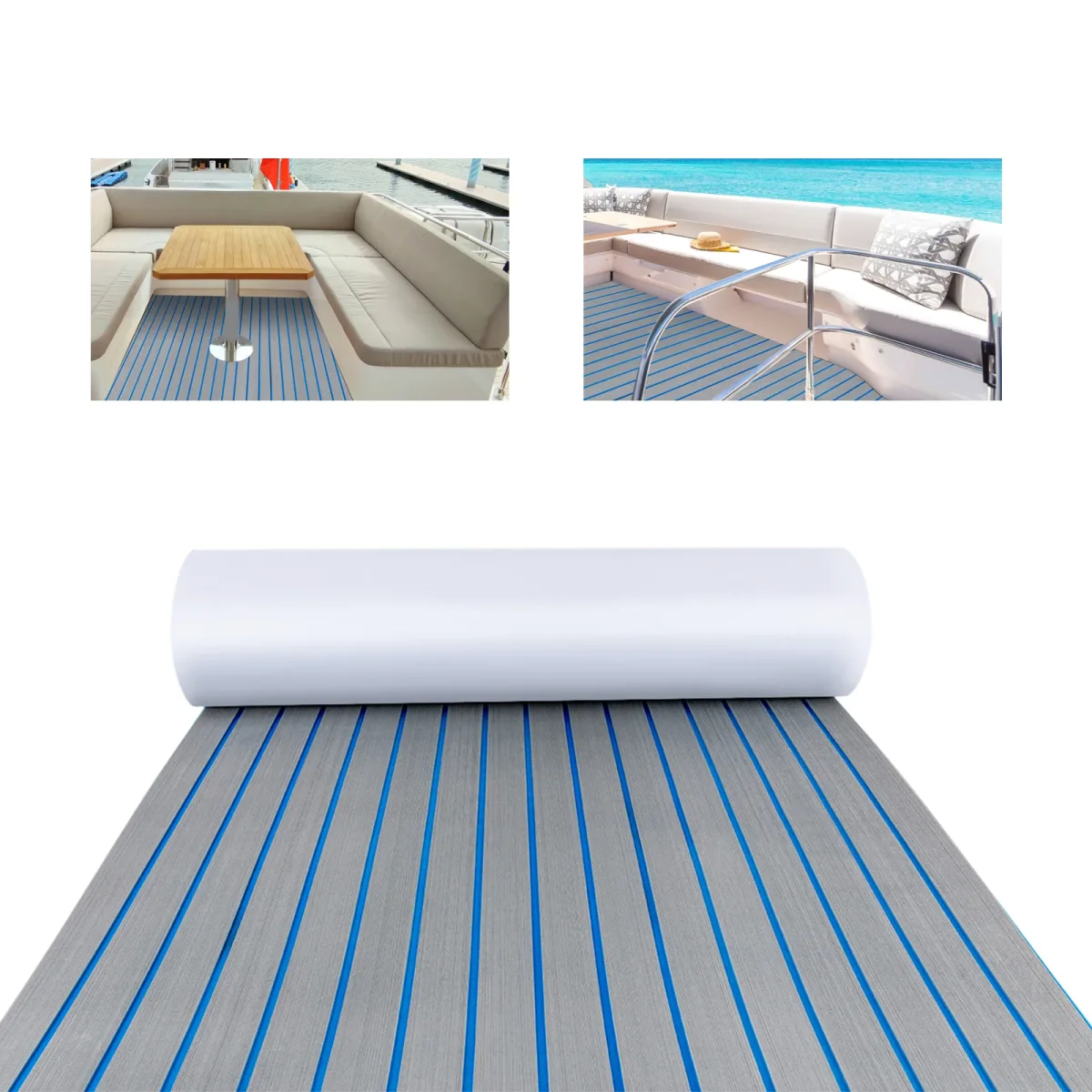 Tapis de pont antidérapant en mousse EVA gris et bleu