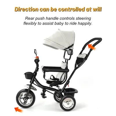 Tricycle évolutif 6 en 1 avec poignée et auvent – image 2